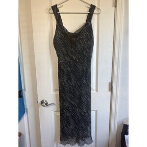 MEGAN MATTHEWS Dress Womens 12 Black Sleeveless Chiffon 90s "Friends" Whimsygoth